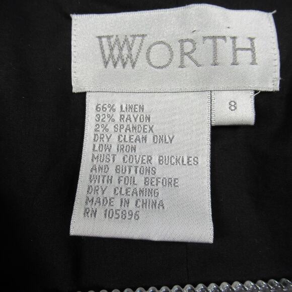 WORTH Black Linen Blend Button Front Jacket Women’s Size 8 - Picture 10 of 10